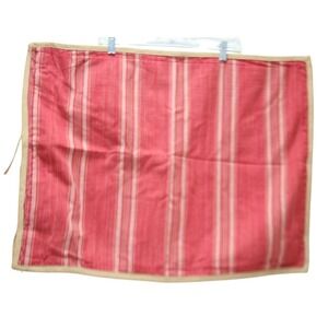 Ralph Lauren LRL San Luca Set of 2 Std Pillow Shams Red Tan Stripe Burlap Trim